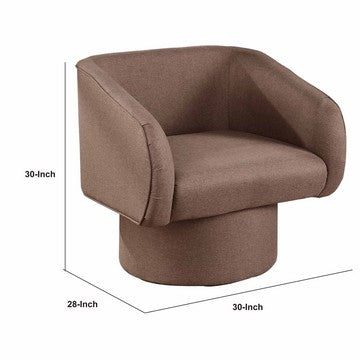 Tim 30 Inch Fabric Upholstered Accent Chair, 360 Swivel Seat, Brown