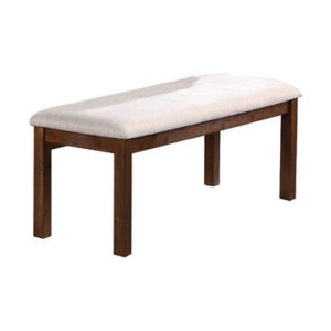 150220266991853b98d93.jpeg 48 Inch Classic Fabric Upholstered Dining Bench, Pine Wood, Ivory and Brown