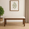 48 Inch Classic Fabric Upholstered Dining Bench, Pine Wood, Ivory and Brown