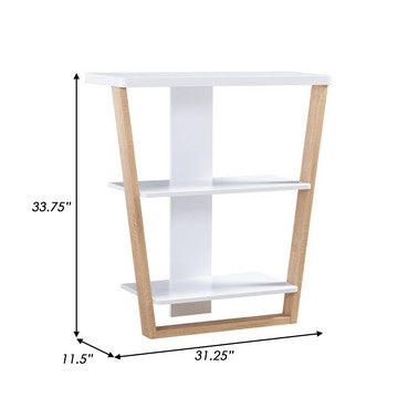 1502202669918592c96a2.jpeg Hedy 34 Inch Modern Console Table, 3 Shelf, Slanted Legs, Two Toned, White