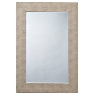 Structure 26 x 38 Modern Rectangular Mirror, Shargeen Texture, Bevel, Ivory