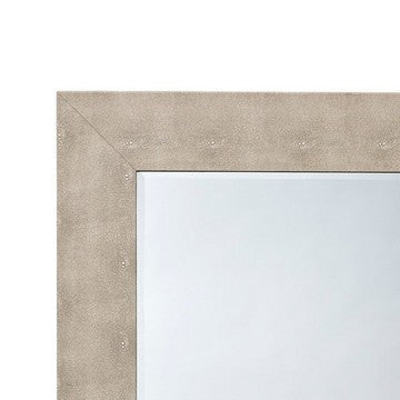 Structure 26 x 38 Modern Rectangular Mirror, Shargeen Texture, Bevel, Ivory
