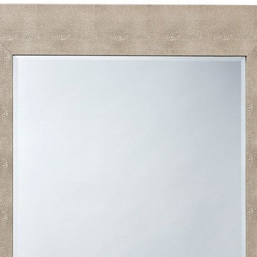 Structure 26 x 38 Modern Rectangular Mirror, Shargeen Texture, Bevel, Ivory
