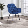 Alix 25 Inch Modern Dining Chair, Button Tufted, Set of 2, Blue, Black