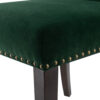 Devi 25 Inch Curved Dining Chair, Green Velvet Upholstery, Nailhead Trim