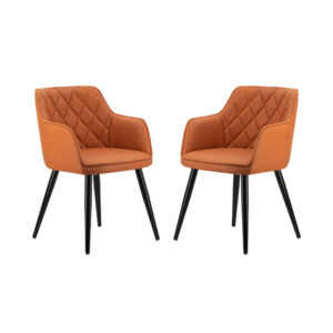 15022026699185efc1e96.jpeg Erin 24 Inch Curved Dining Chair, Orange Fabric, Diamond Pattern Tufting