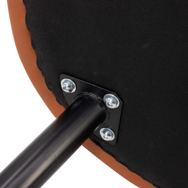 Erin 24 Inch Curved Dining Chair, Orange Fabric, Diamond Pattern Tufting