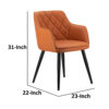 Erin 24 Inch Curved Dining Chair, Orange Fabric, Diamond Pattern Tufting