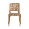 21 Inch Dining Side Chair, Woven Rattan Backrest, Wood Frame, Natural Brown