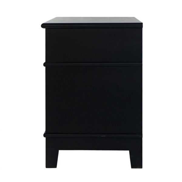 Dana 27 Inch Bedside Table, 2 Rattan Drawers, Pine Wood, Black, Brown