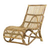 35 Inch Retro Style Rattan Lounge Chair, Slatted Support, Natural Brown