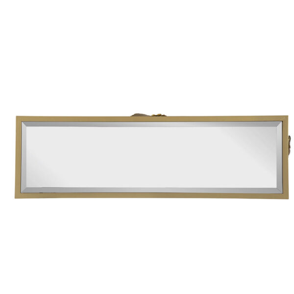 39 Inch Mirrored Top Console Table, Elegant Floral Design, Iron, Matte Gold