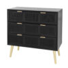 150220266991871faf972.jpeg 31 Inch Dresser Chest Cabinet, 3 Drawers, Woven Rattan, Modern, Black, Gold