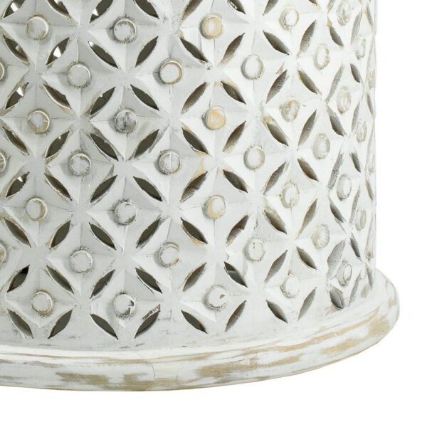 150220266991873a2ef95.jpeg 18, 16 Inch Accent Tables, Round, Mango Wood, Floral Cut Out, Brown, White