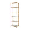 71 Inch Shelf, 6 Tier Design, 5 Glass Shelves, Iron Frame, Gold Finish