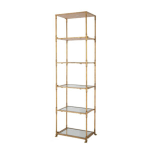 1502202669918763acbac.jpeg 71 Inch Shelf, 6 Tier Design, 5 Glass Shelves, Iron Frame, Gold Finish