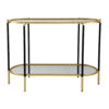 30 Inch Console Sideboard Table, Oblong, Mirrored Top, Black, Gold