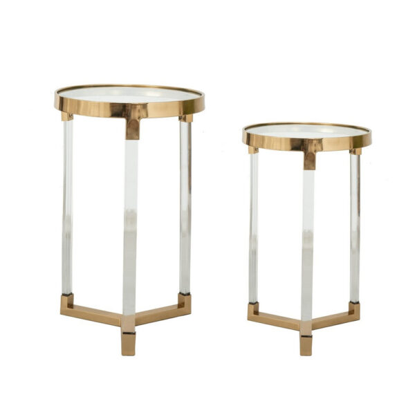 15022026699187ed45bef.jpeg 24, 21 Accent Tables, Acrylic Clear Legs, Glass Top, Set of 2, Gold