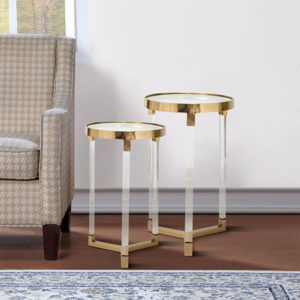 15022026699187f60559a.jpeg 24, 21 Accent Tables, Acrylic Clear Legs, Glass Top, Set of 2, Gold
