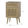 Keli 28 Inch Accent Cabinet, 1 Drawer, Pine, Woven Rattan Design, Natural
