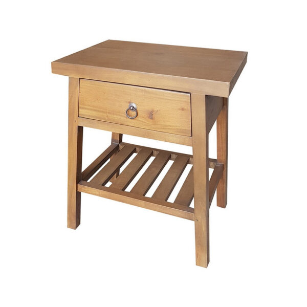 150220266991884ca2409.jpeg 26 Inch Side Table, Classic Look, Drawer, Slatted Shelf, Modern Wood Brown