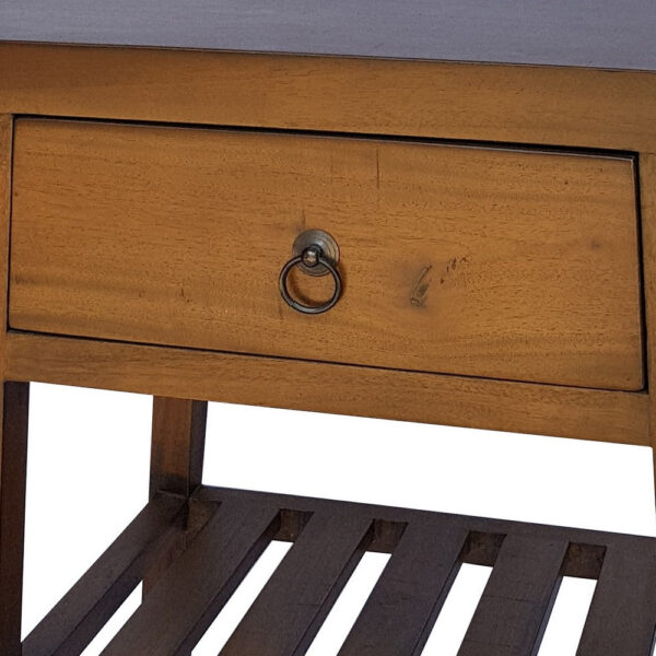 150220266991884e4cf70.jpeg 26 Inch Side Table, Classic Look, Drawer, Slatted Shelf, Modern Wood Brown