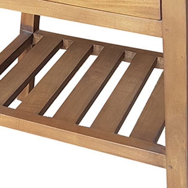 150220266991884fdd3e6.jpeg 26 Inch Side Table, Classic Look, Drawer, Slatted Shelf, Modern Wood Brown