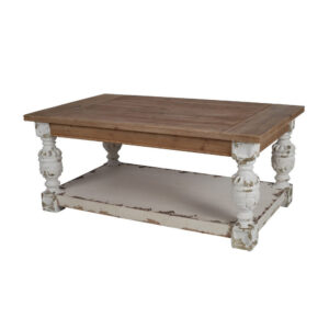 47 Inch Classic Coffee Table, Rectangular, Carved Leg, Bottom Shelf, Brown
