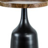 150220266991887b7e2b0.jpeg 20, 17 Inch Side Table, Acacia Wood, Flared Pedestal Base, Aluminum, Black