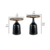 150220266991887f9108b.jpeg 20, 17 Inch Side Table, Acacia Wood, Flared Pedestal Base, Aluminum, Black