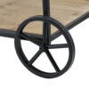 32 Inch Bar Cart, 3 Tiers, Fir Wood Shelves, Iron Frame, Black, Brown