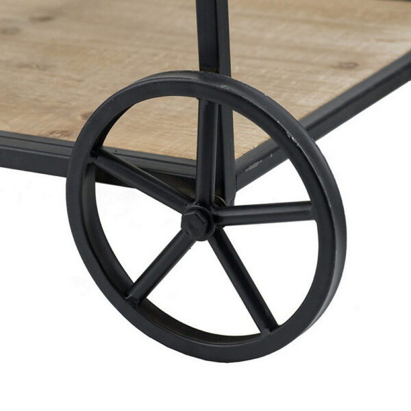 32 Inch Bar Cart, 3 Tiers, Fir Wood Shelves, Iron Frame, Black, Brown