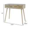 Pia 32 Inch Wood Console Table, 2 Drawers, Woven Rattan, Natural Brown
