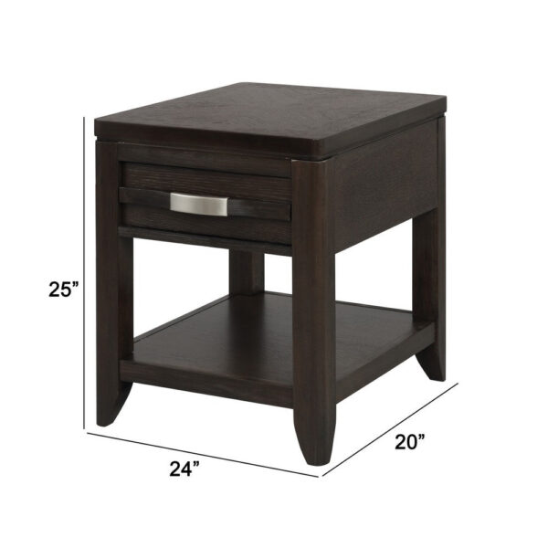 Joni 25 Inch Side End Table, 1 Drawer and Shelf, Espresso Brown Acacia Wood