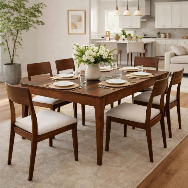 52 Inch Modern Coffee Table, Acacia Wood with Classic Block Legs, Brown