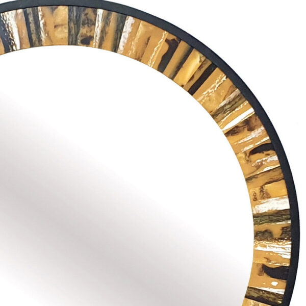 32 Inch Accent Wall Mirror, Round Metal Frame with Agate Inspired Pattern