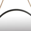 30 Inch Accent Wall Mirror with Rope Hanger and Round Black Metal Frame