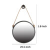 30 Inch Accent Wall Mirror with Rope Hanger and Round Black Metal Frame