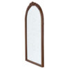 Eel 42 Inch Wall Mirror, Brown Arched Wood Frame, Hand Carved Rose Accent