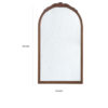 Eel 42 Inch Wall Mirror, Brown Arched Wood Frame, Hand Carved Rose Accent