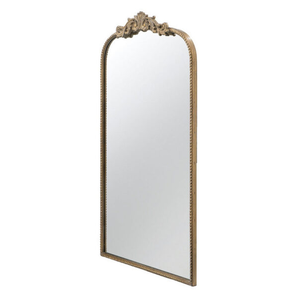 Kea 42 Inch Large Wall Mirror, Gold Curved Metal Frame, Baroque Design