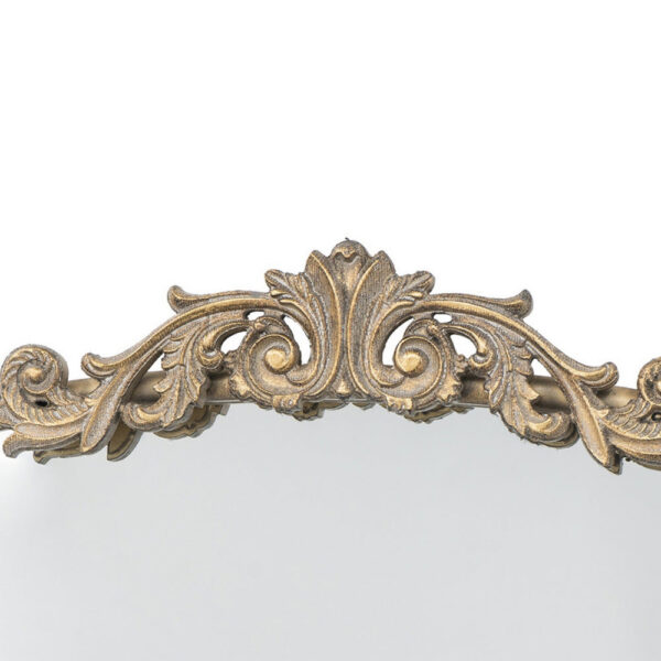 Kea 42 Inch Large Wall Mirror, Gold Curved Metal Frame, Baroque Design
