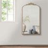 Kea 42 Inch Large Wall Mirror, Gold Curved Metal Frame, Baroque Design