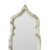 73 Inch Floor Mirror with Ornate Sculpted Top, Fir Wood, Weathered White
