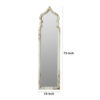 73 Inch Floor Mirror with Ornate Sculpted Top, Fir Wood, Weathered White