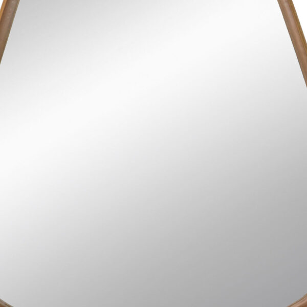 Roe 37 Inch Accent Wall Mirror, Brown Curved Pine Wood Frame, Minimalistic