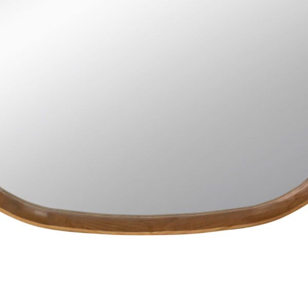 Roe 37 Inch Accent Wall Mirror, Brown Curved Pine Wood Frame, Minimalistic