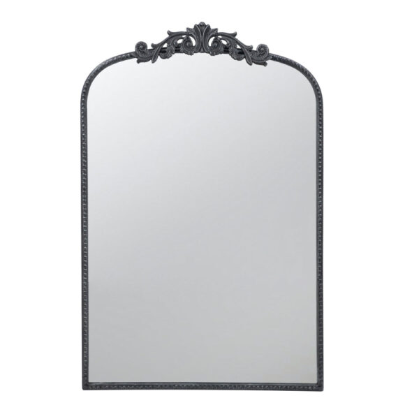 1502202669918aab5469f.jpeg Kea 36 Inch Wall Mirror, Black Curved Metal Frame, Baroque Accent Design