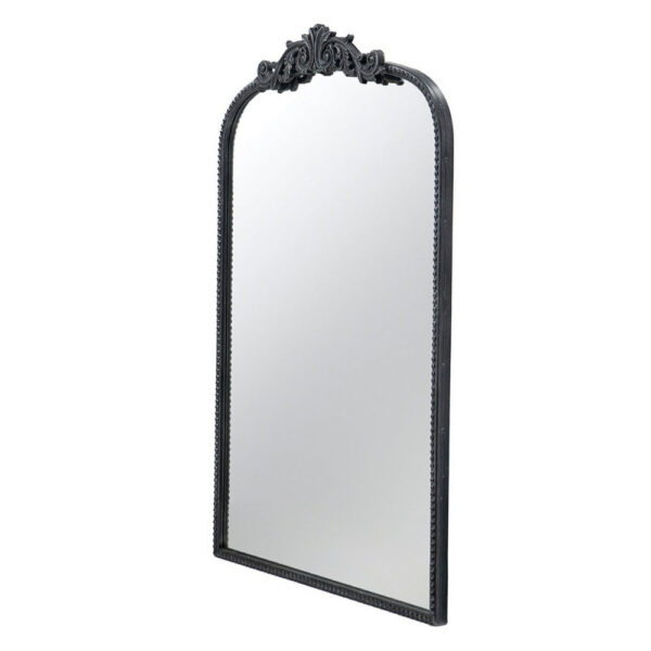1502202669918aacab291.jpeg Kea 36 Inch Wall Mirror, Black Curved Metal Frame, Baroque Accent Design