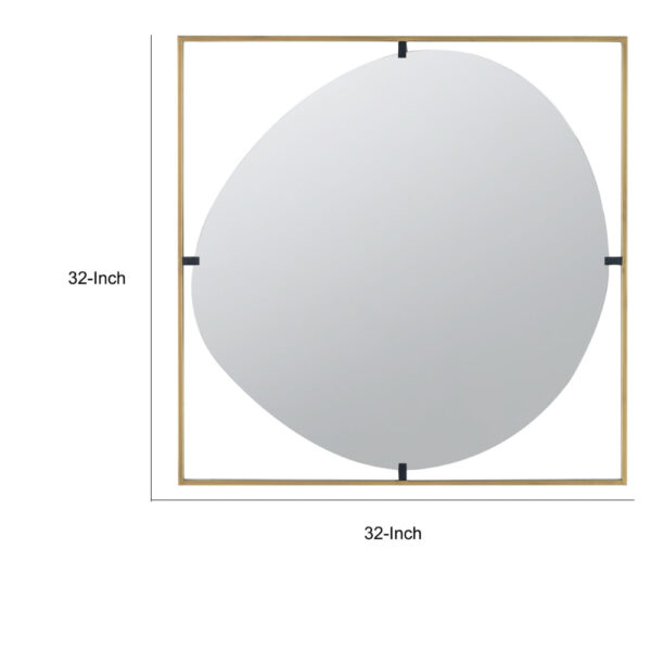 1502202669918adaa9cc6.jpeg Ani 32 Inch Mirror, Artistic Oval Cut Out Design, Gold Finish Metal Frame